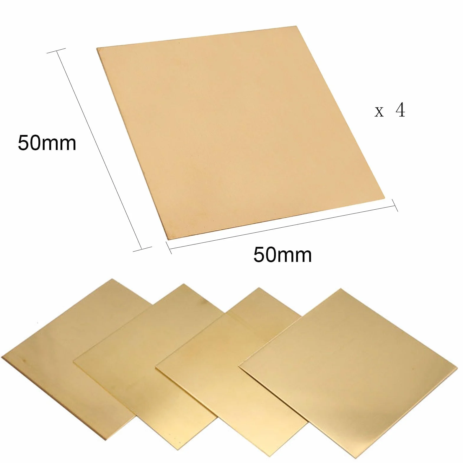 6 piezas Lámina de Metal deLatón, 0,5 mm x 50 mm x 50 mm, láminas de latón, grosor 0,5 mm, chapa de latón de 0,5 mm, placa de latón adecuada para la fabricación, corte según el tamaño deseado por