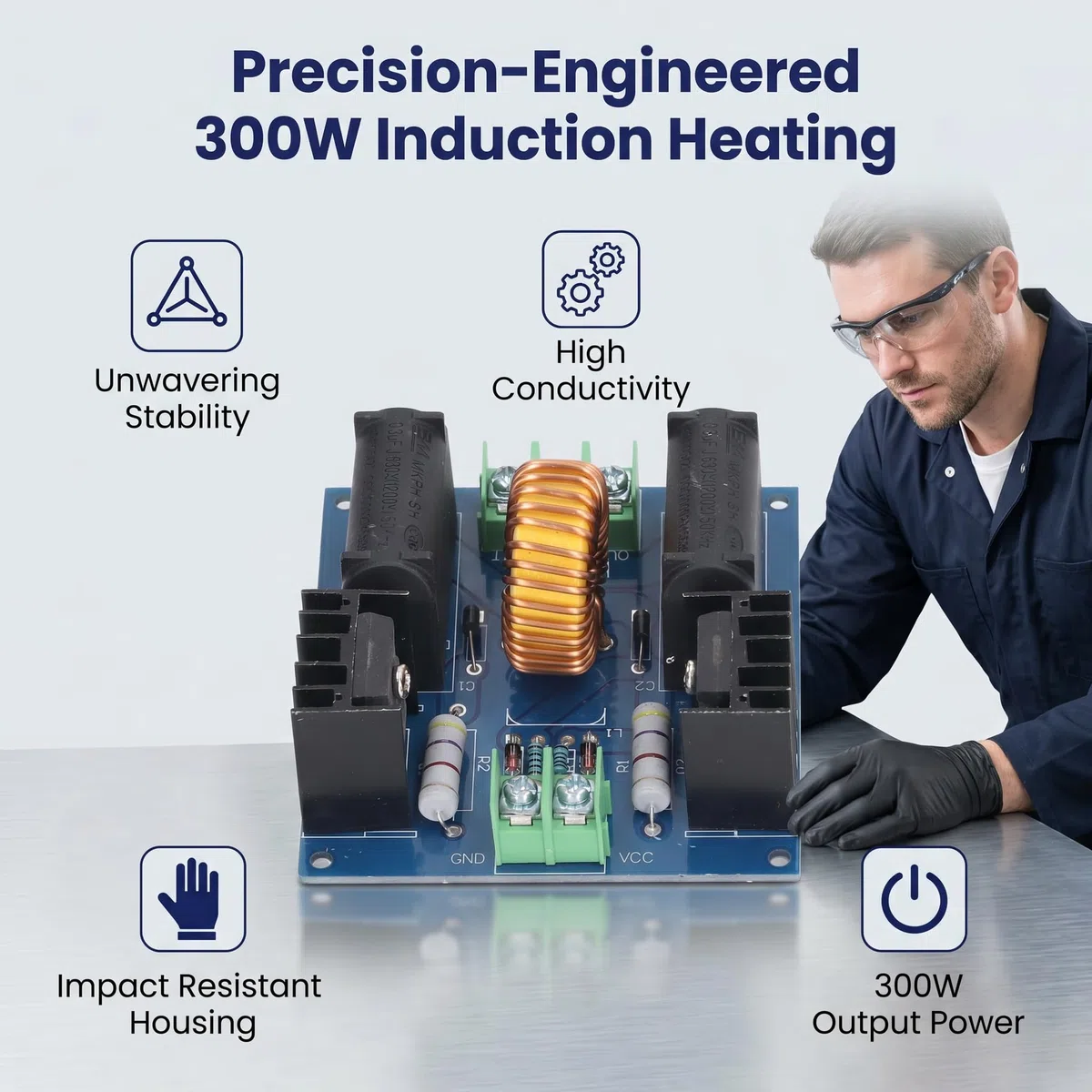 Akozon Módulo de Controlador ZVS Entrada de 24V 300W Plaón de Calentamiento de Inducción | DC 12-30V, 10A+, Módulo de Calentamiento de Inducción de Rendimiento Estable
