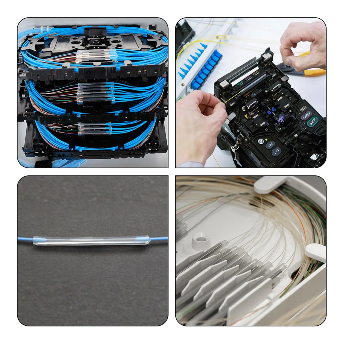 sourcing map 25mm 1,5mm OD Fibra Óptica Mangas, 2 Extremos Preencogido Fibra Óptica Fusión Empalme Tubo Protector Mangas, Transparente Calor Contraíble Tubería 100uds