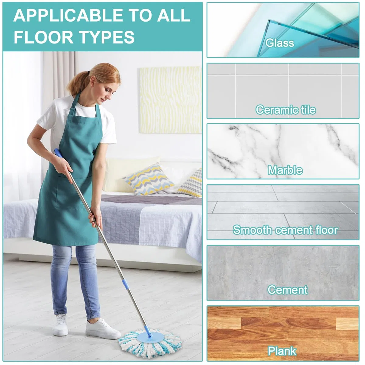 4 Piezas para Leifheit Clean Twist Disc Mop Ergo Kit, Sistema de 2 Fibras para Leifheit Recambio para Mopa, per Todo Tipo de Suelos