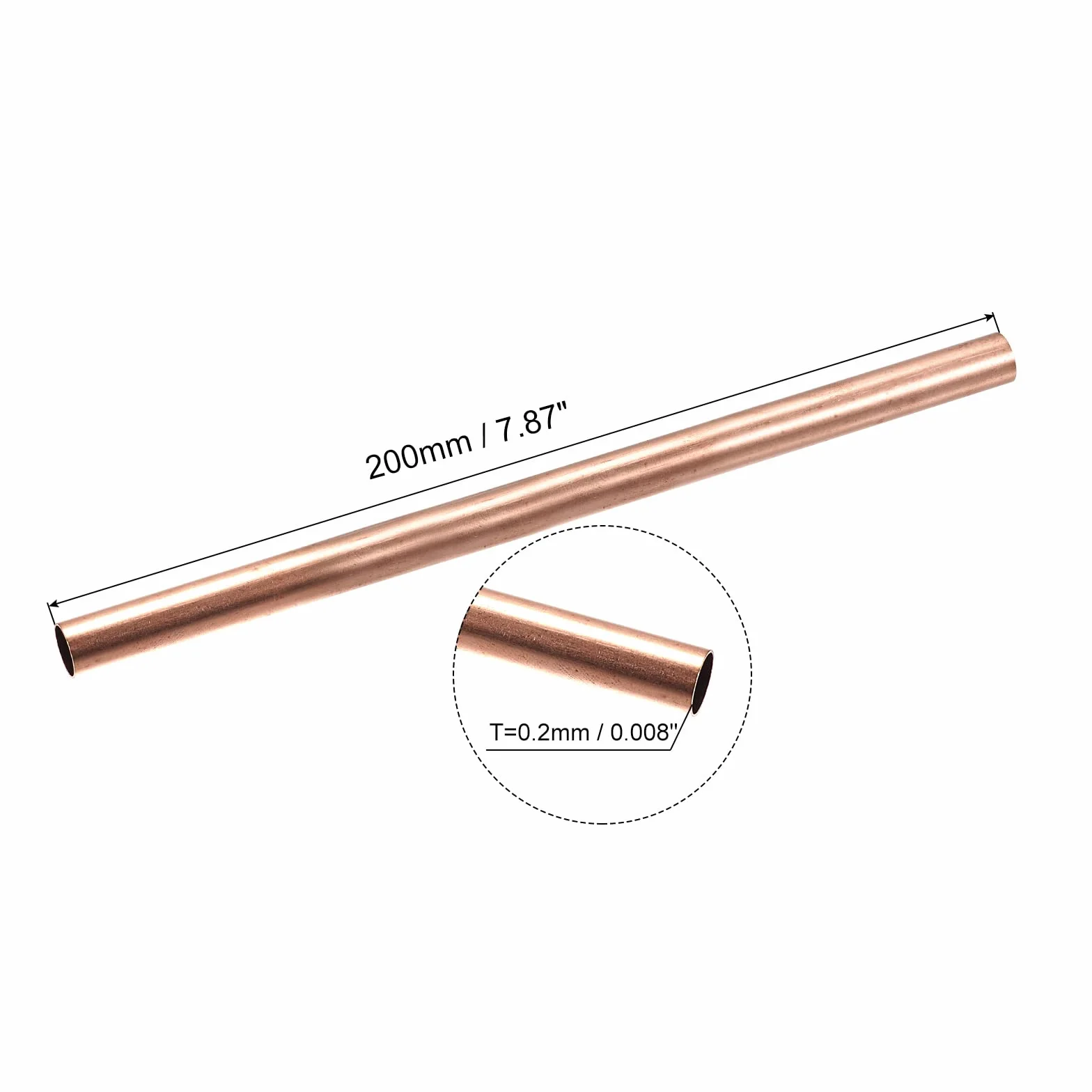 sourcing map Cobre Tubo, 2mm 3mm 4mm 5mm 6mm 7mm OD x 0.2mm Pared Grosor 200mm Longitud Metal Tubo, Paquete de 6