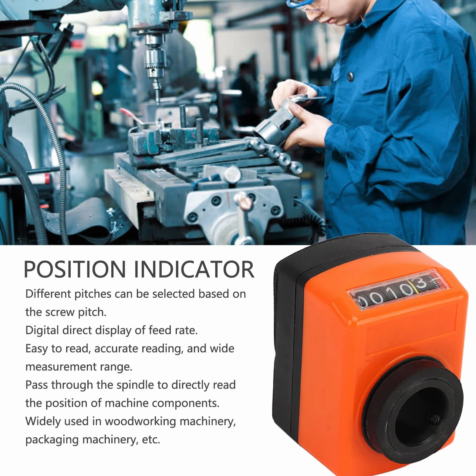 ZJchao Indicador de Cuadrante, Contador de Posición de Accesorios de Torno de Calibrador Digital, Indicador de Cuadrante Digital para Equipos de Máquina