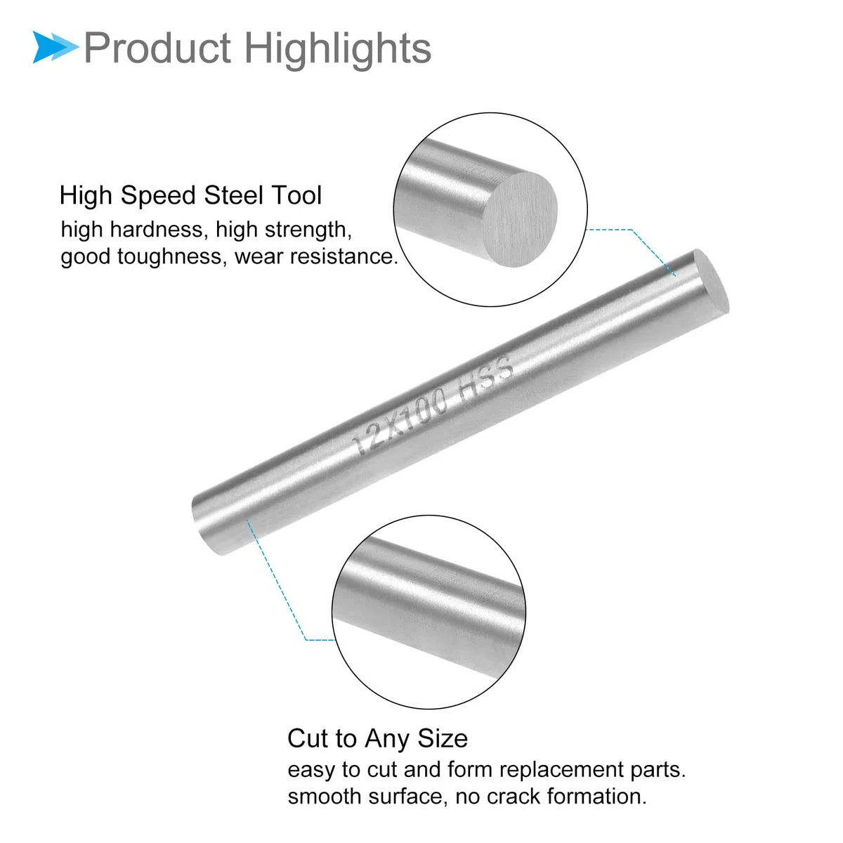 Varilla Redonda Acero Diámetro 12 mm Longitud 100 mm Barra Acero Rápido Stock para Hacer Manualidades Herramienta Bricolaje para Taladros Tornos Máquinas Taladrado 2 Uds