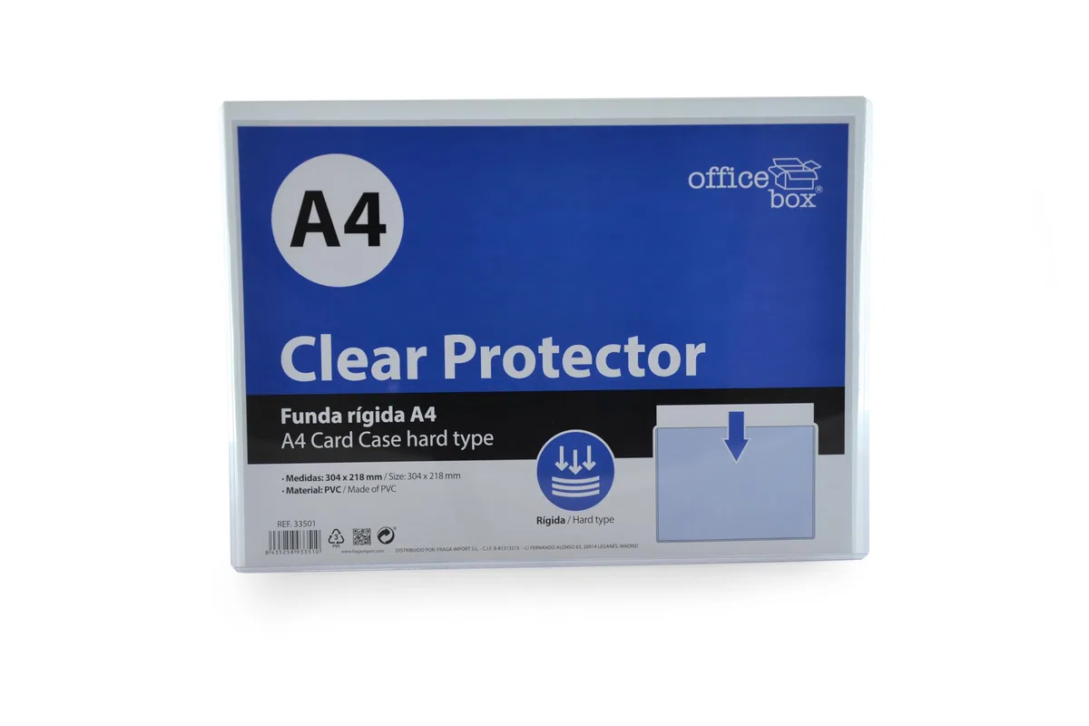 Pack 10 Fundas/Cubierta Protectora Para Carteles, Menús - Material Suave, Lavable y muy Rígido, Resistente al roce en acabado Extra Cristal con Apertura Superior by Office Box. (A4-30.4 x 21.8 cm)