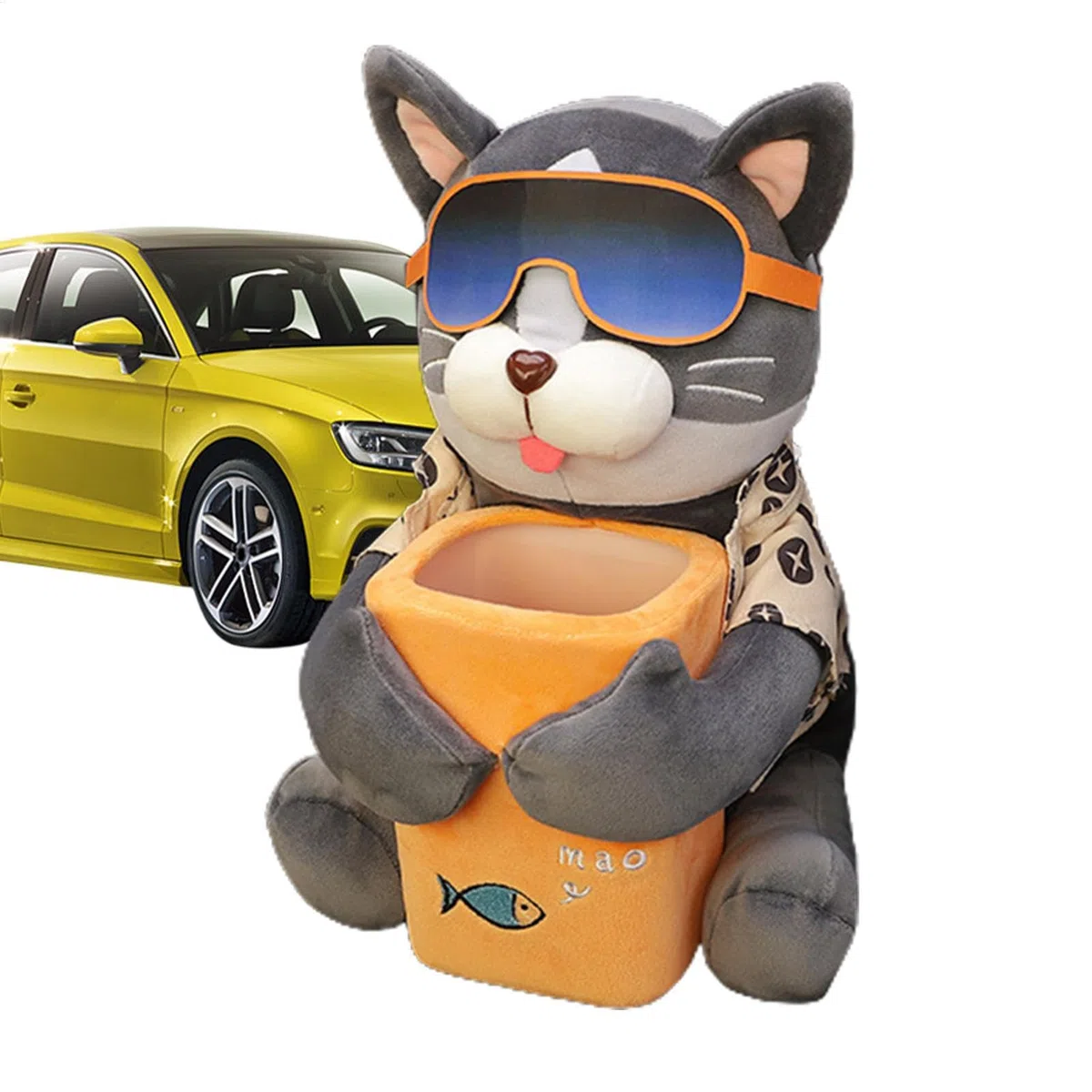 Caja para Carrito de Perros, Cubo de Basura, Caja de pañuelos de Coche, Caja de Pinzas de Felpa 2 en 1, Caja de pañuelos para Coche, Caja de pañuelos Creativa