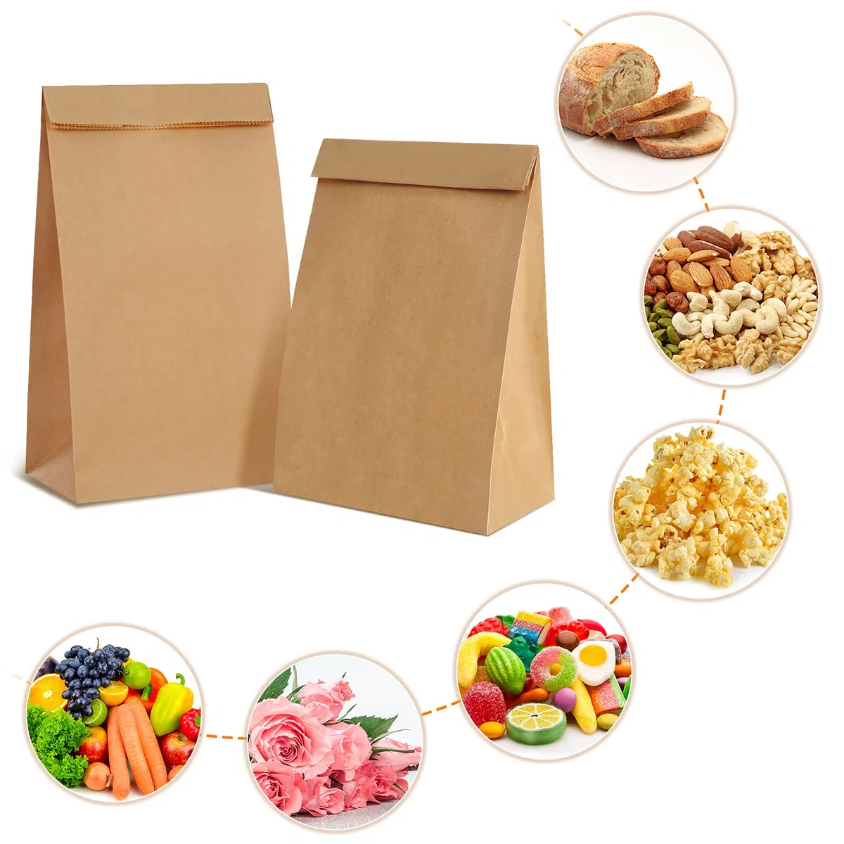 50 pzs Bolsas Papel Kraft,Sobres Kraft,Bolsa De Papel(20x12.5x30.5cm)