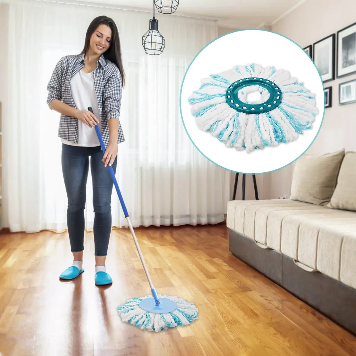 4 Piezas para Leifheit Clean Twist Disc Mop Ergo Kit, Sistema de 2 Fibras para Leifheit Recambio para Mopa, per Todo Tipo de Suelos