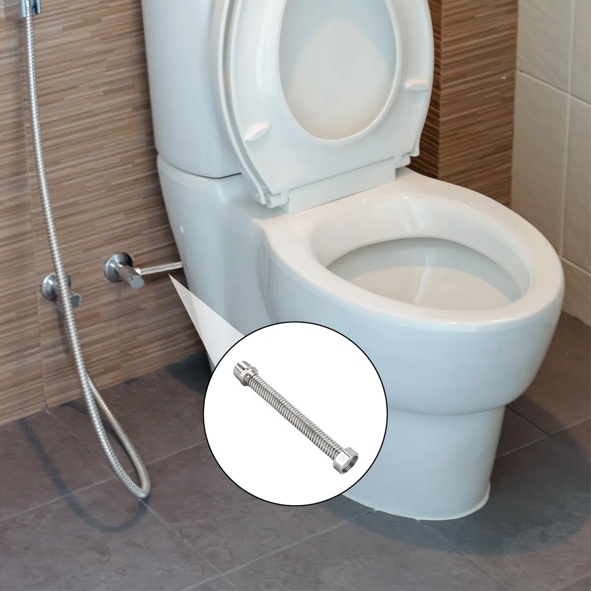 Amacoam Tubo flexible de acero inoxidable de 3/4 pulgadas, tubo ondulado extensible, tubo de conexión flexible, longitud 600 mm, tubo de conexión universal