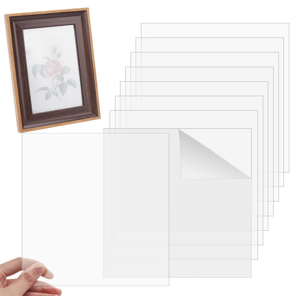 OLYCRAFT 8 láminas de plástico PET de 0.02 pulgadas gruesas transparentes flexibles para marcos de fotos placas de plástico fáciles de cortar para proyectos de arte de bricolaje 30.1 x 30 cm