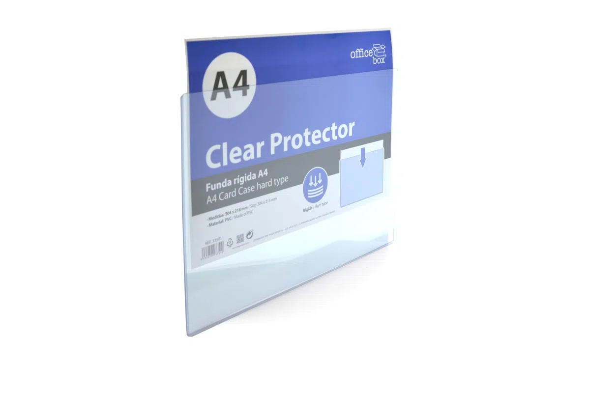 Pack 10 Fundas/Cubierta Protectora Para Carteles, Menús - Material Suave, Lavable y muy Rígido, Resistente al roce en acabado Extra Cristal con Apertura Superior by Office Box. (A4-30.4 x 21.8 cm)
