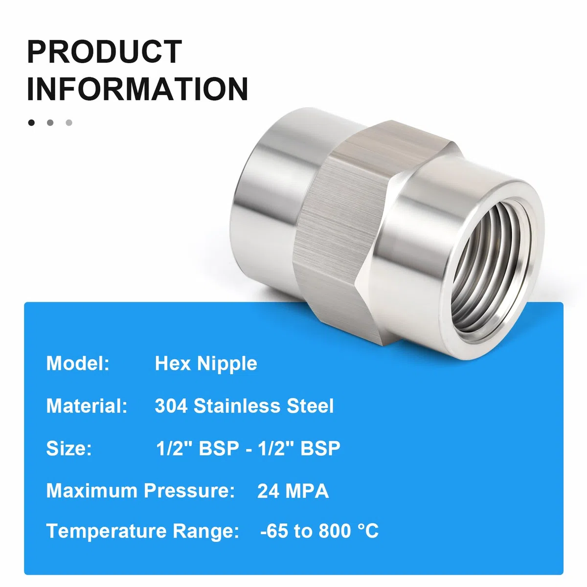 4 piezas 3/8" x 3/8" BSP SUS 304 accesorios de tubería de forja, tubería de rosca macho de 3/8" y tubería de rosca hembra