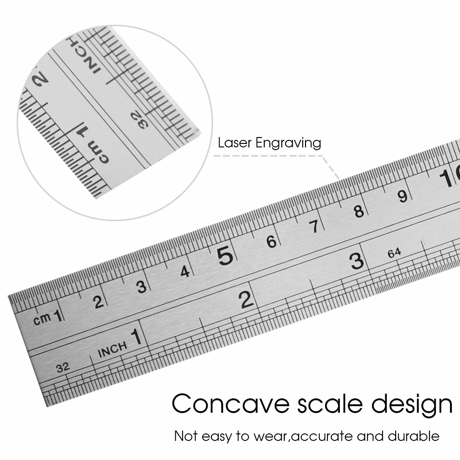 Regla de acero inoxidable de 15 cm + 20 cm + 30 cm + 40 cm, juego de 4 reglas de metal para ingeniería, enseñanza (4 reglas)