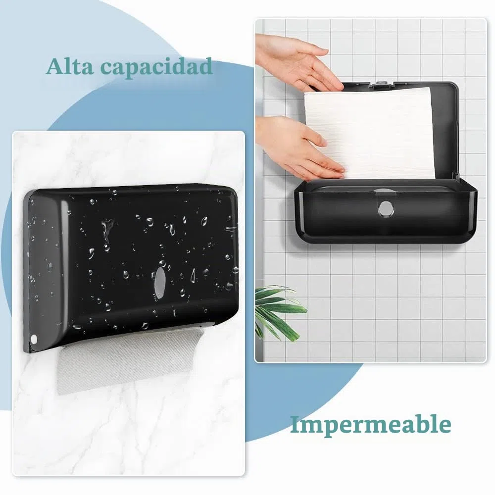 THATSRAD Dispensador de Papel de Manos Admite 200 Toallas/225 mm * 75 mm Dispensador de Papel Toalla de Pared Antibacteriano Dispensadores de Papel Higiénico, Dispensador Toalla Baño (27x20,5x10cm)