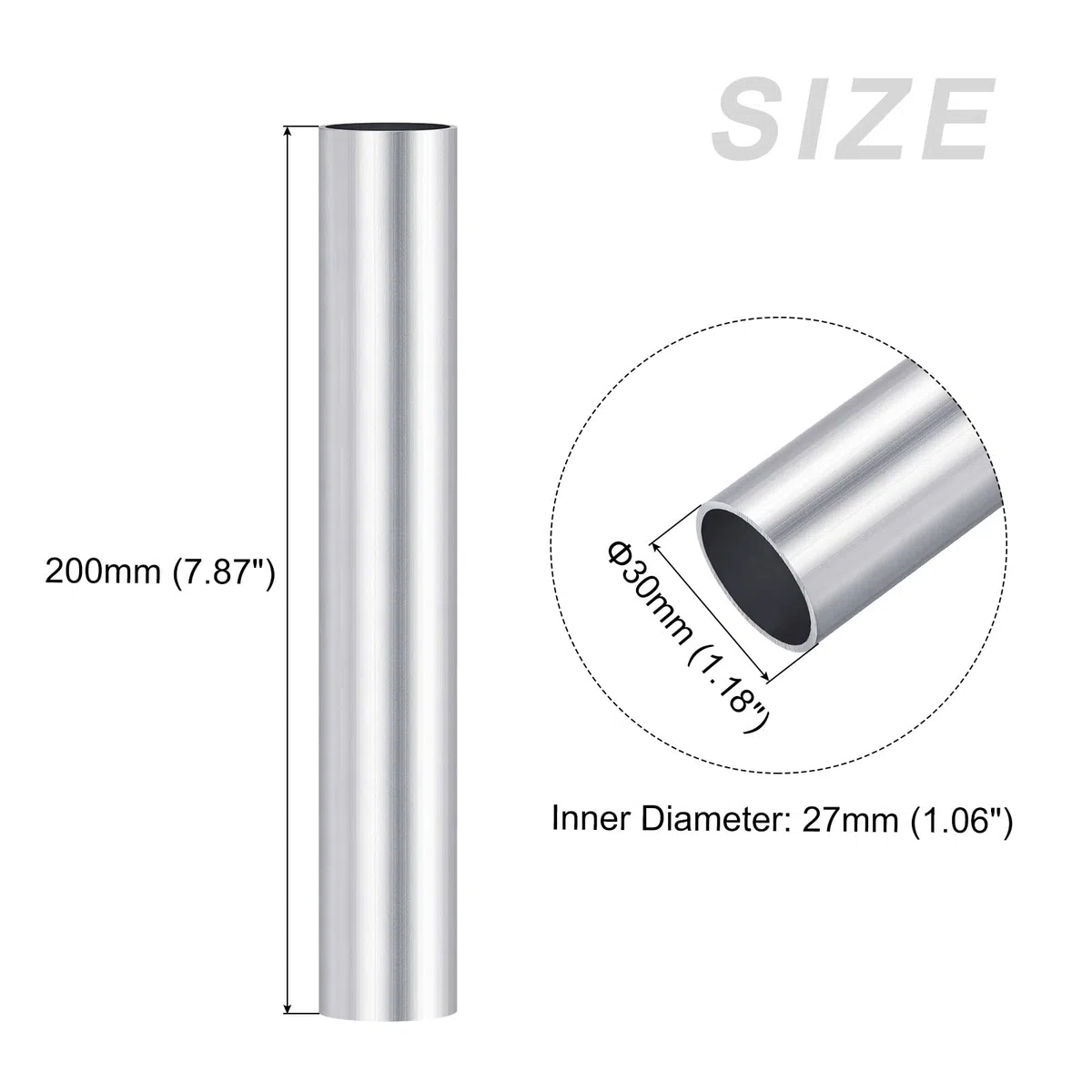 METALLIXITY 6063 Aluminio Tubo (30mm OD x 27mm ID x 200mm L) 2uds, Aluminio Redondo Tubo - para Hogar Muebles, Maquinaria, Bricolaje Artesanía