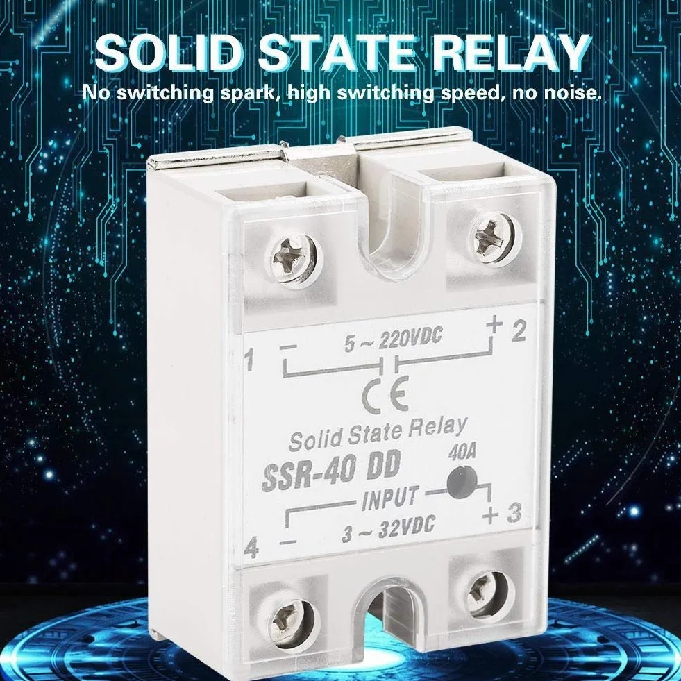 KSTE Relé Estado Solido, SSR-40 DD 40A 5-220VDC Relé Semiconductor Monofásico para el Proceso de Automatización Industrial