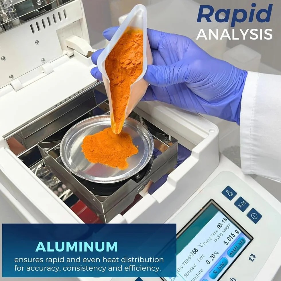 Bandeja de aluminio de muestra para analizador de humedad (paquete de 50), bandeja redonda de laboratorio de 90 mm, desechable para llenar platos