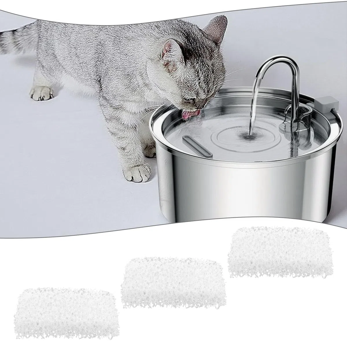 10 Juegos de Filtros de Agua para Perros de Repuesto Compatible con Oneisall de 7 L/230 Oz El Bebedero para Perros de Acero Inoxidable Modelo PWF-002