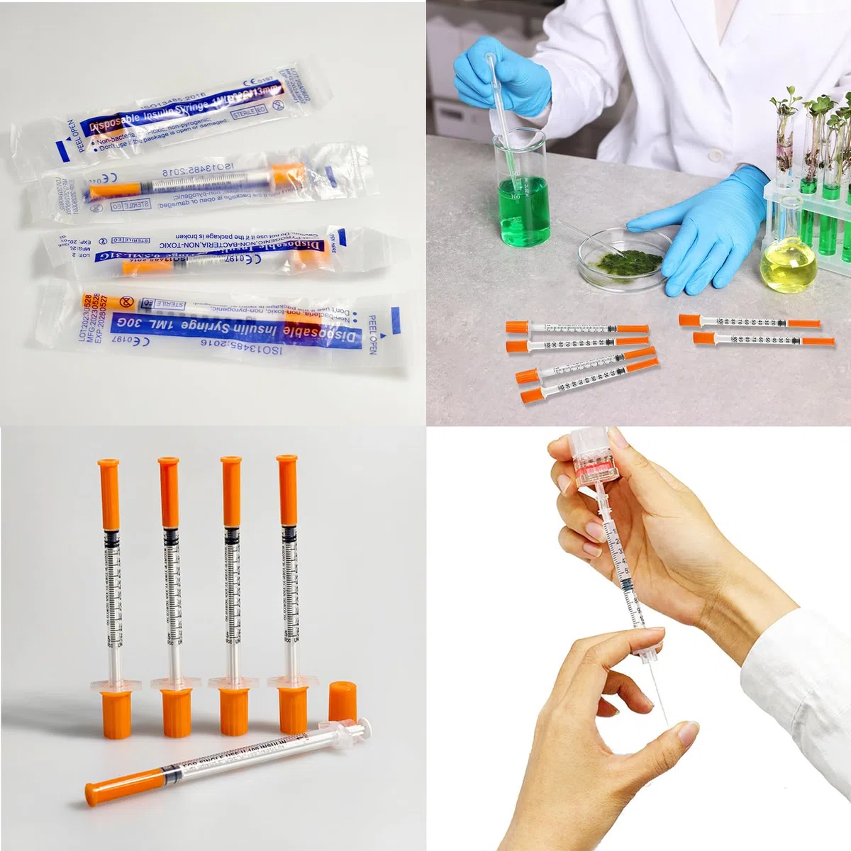 Tubos de Plástico 30 piezas 1 ml/cc 8 mm x 30G Herramientas de Medición Versátiles Embaladas Individualmente Accesorios de Laboratorio