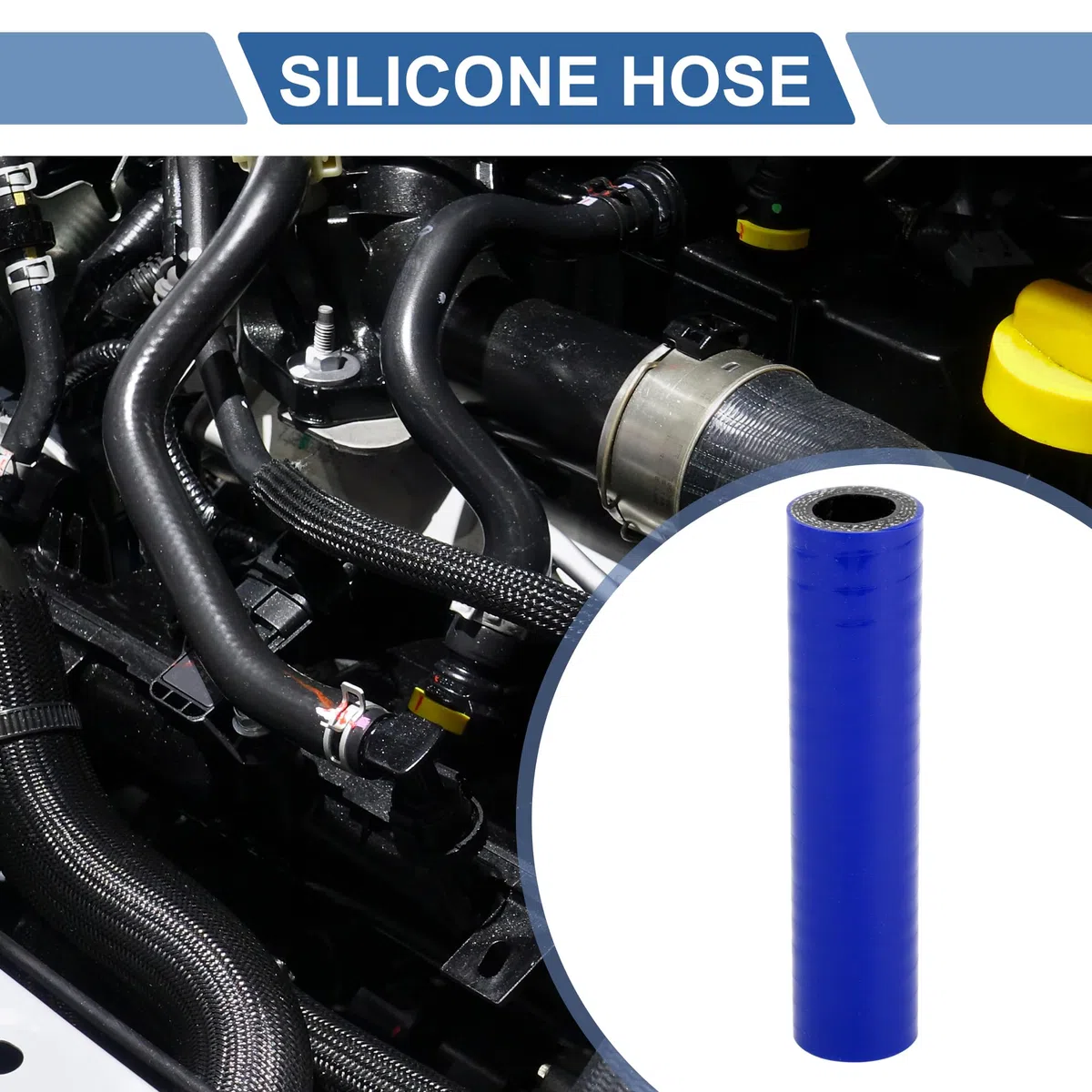 A ABSOPRO 1 Pc 18mm/0.71" Id 127mm/5" Length 0 Degree Azul Negro Manguera De Silicona Para Refrigerante De Coche Universal