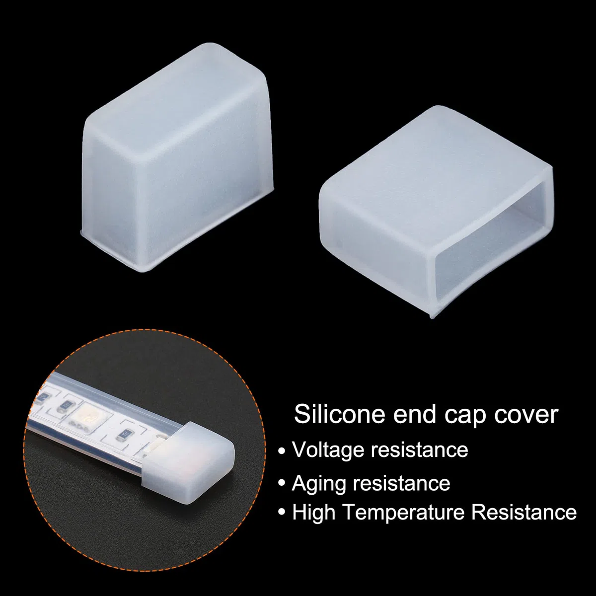 PATIKIL Silicona Extremo Tapa Tapón Cubierta, 120 Paquete IP67 Impermeable Ajuste 3528/2835/3014 8mm Ancho LED Tubo Tira, Transparente