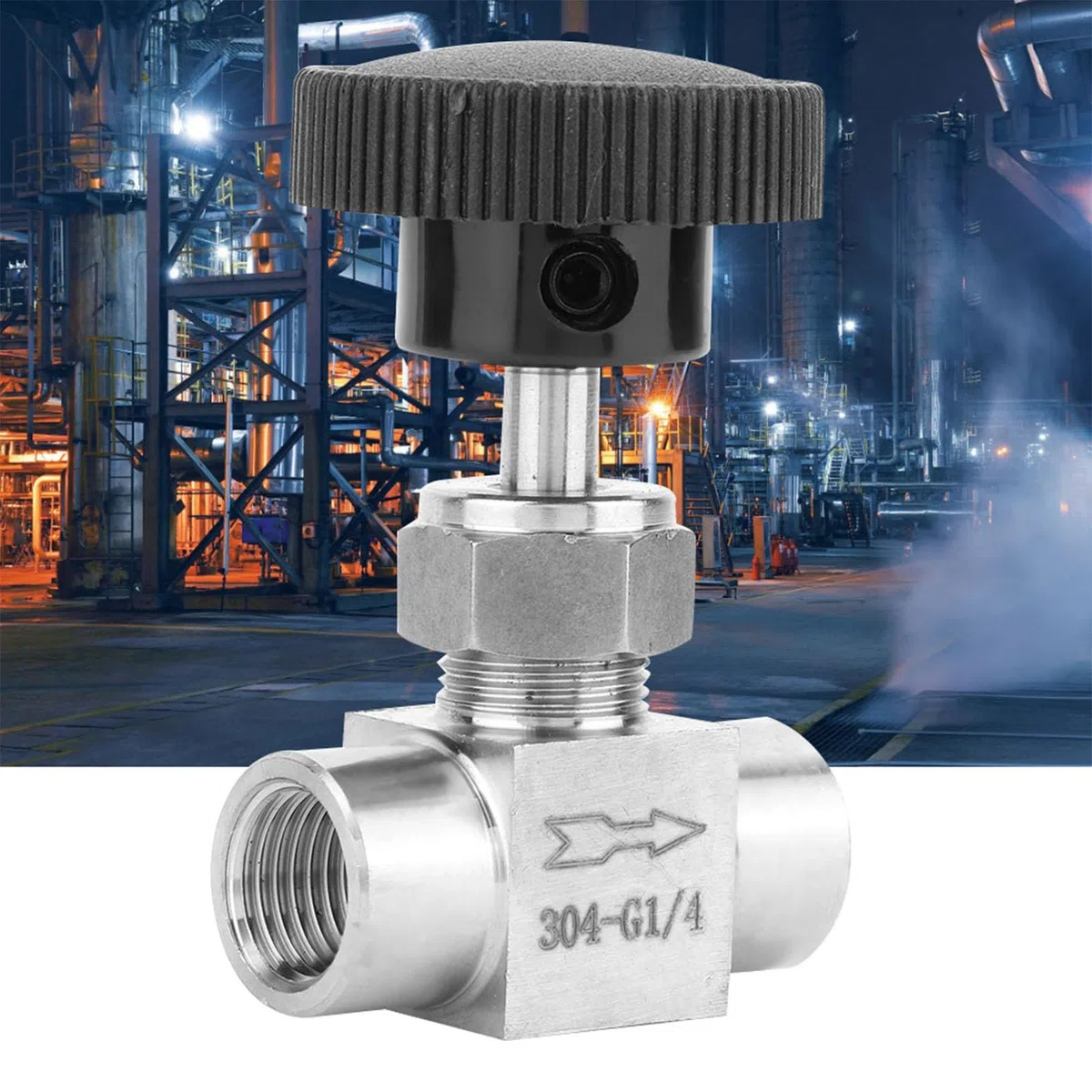 Válvula de Aguja Recta, Válvula de Control de Aguja de Alta Presión de Rosca Hembra BSPP de Acero Inoxidable 304 Válvula de Bola Recta para Control de Transmisión de Combustible,