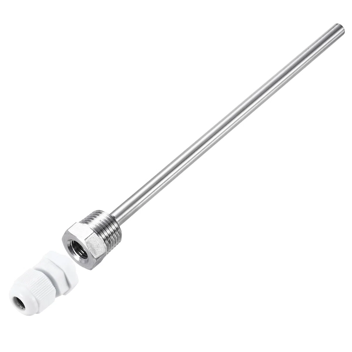 QUARKZMAN 2 Piezas 8mm Dia G1/2 Termopozo de Acero Inoxidable 304 sin Soldadura con Tuerca de Cable 200mm de Longitud para Fermentador de Cerveza, Blanco