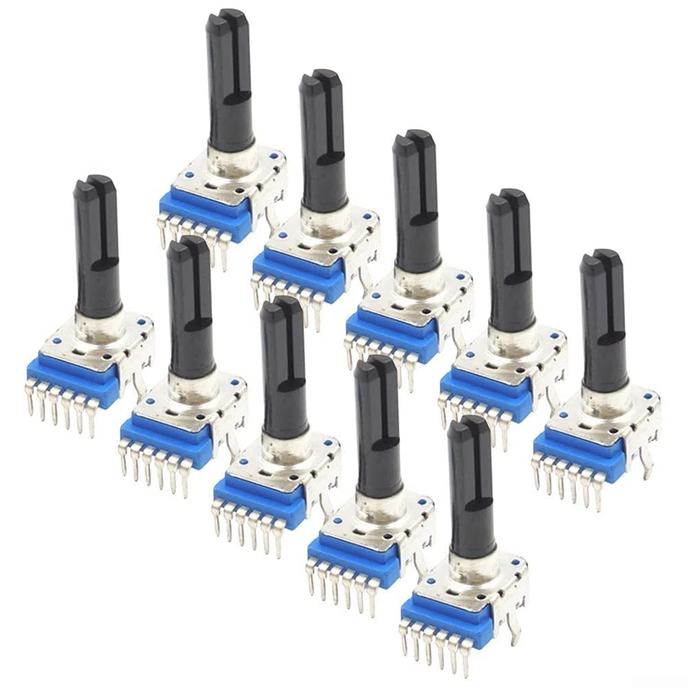 Potenciómetro de canal estéreo RK12, potenciómetros de medio eje B10K B20K B50K B100K de 6 pines, para aplicaciones de audio mezcladores (B100K)