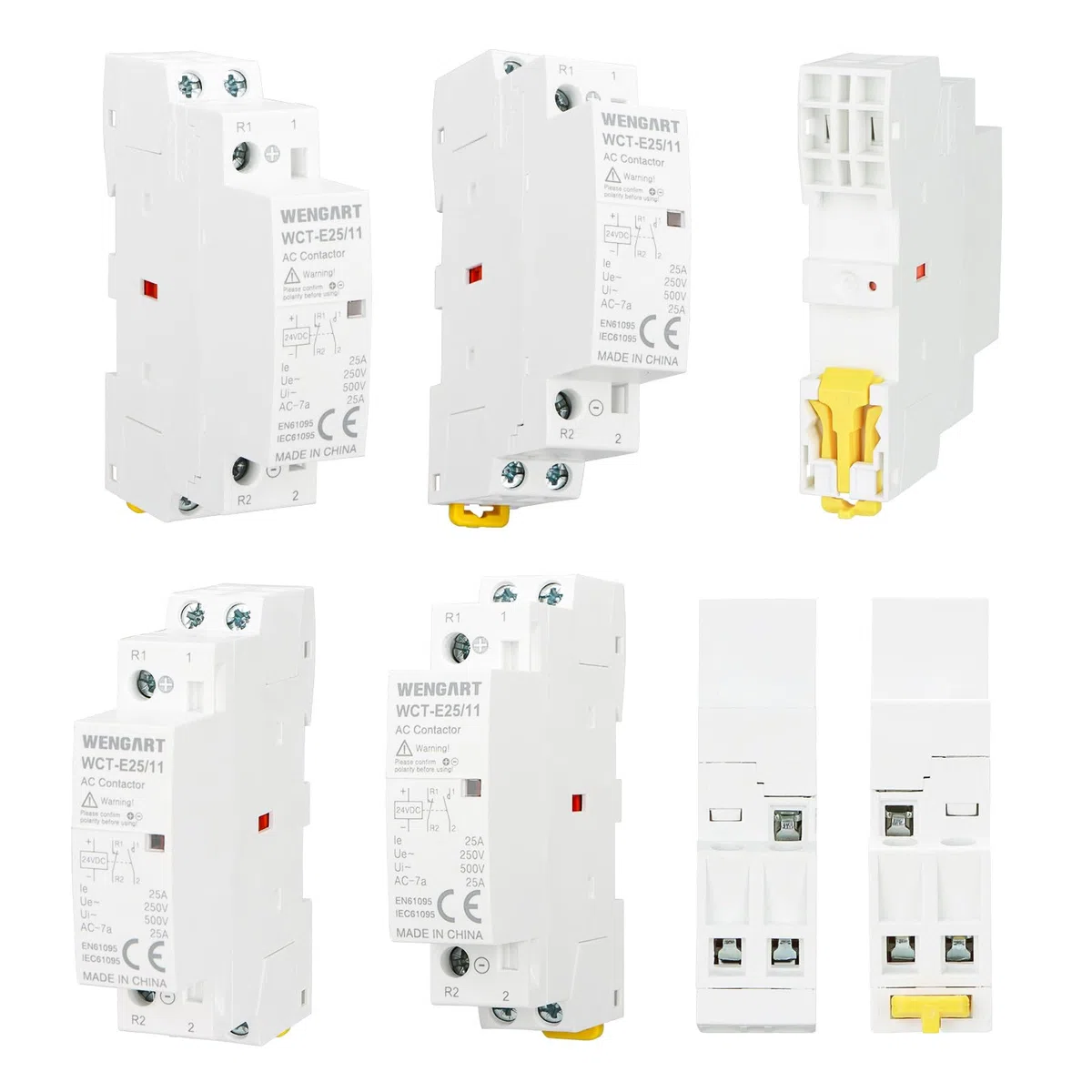 Wengart Contactor CC doméstico WCT-E25, 25A, 1NO1NC_DC24V, solución perfecta sin ruido para aplicaciones CC, optimizada para el control inteligente del sistema