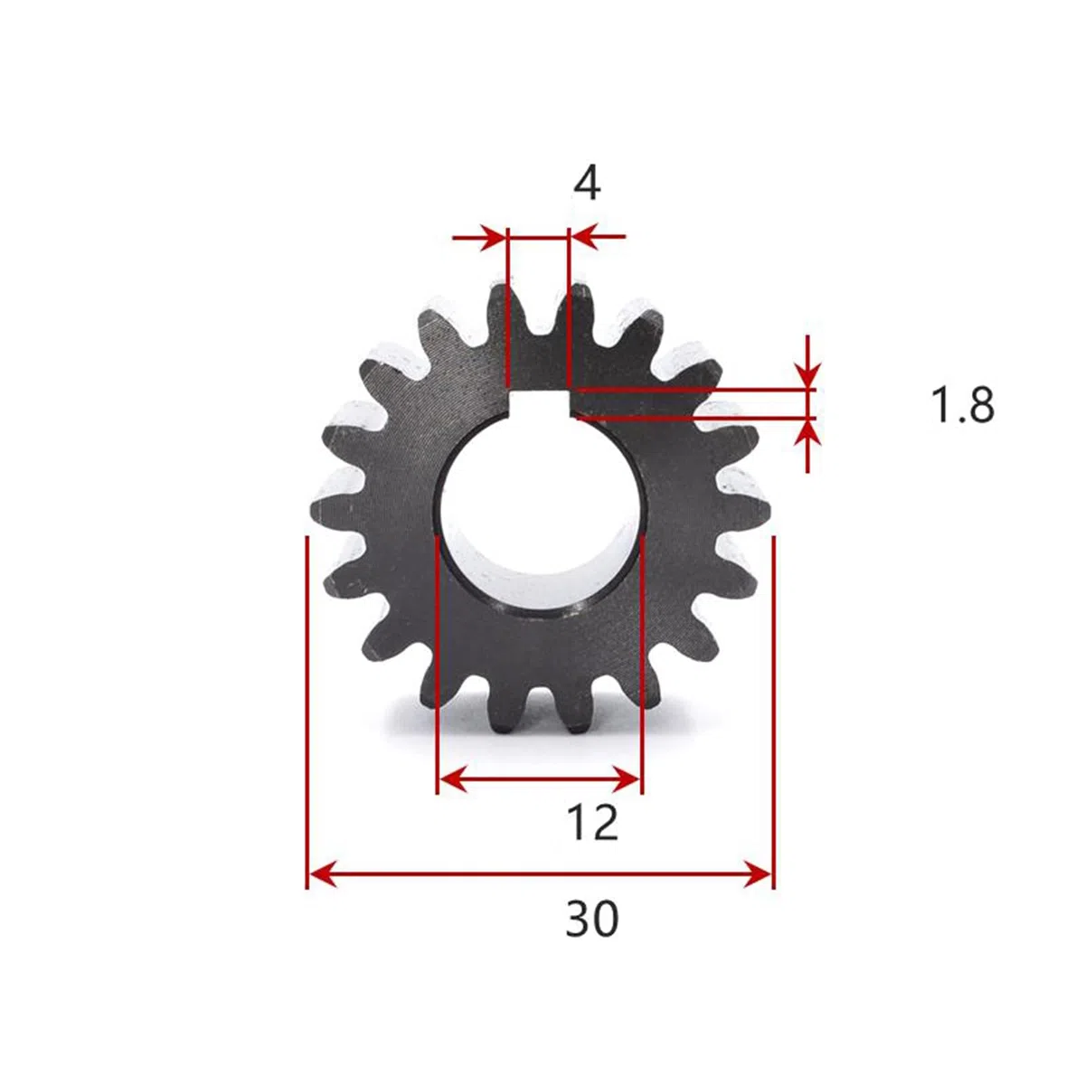 1 pieza 2 módulos 12/13/14/15/16/17/18/19/20/21/22/23/24/25/26T engranaje recto plano de acero al carbono con chavetero para Motor, Diámetro 12, chavetero 4mm