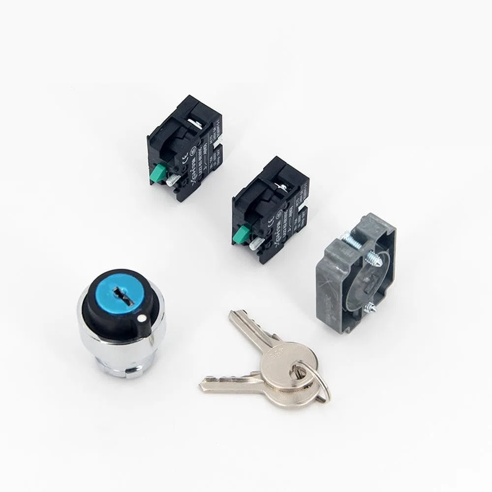 1 interruptor de bloqueo de llave, 22 mm, interruptor de botón con llave DPST para contactor, relé (bloqueo de 2 posiciones)